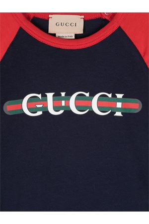 tshirt in cotone blu GUCCI KIDS | 757858XJGPI4033